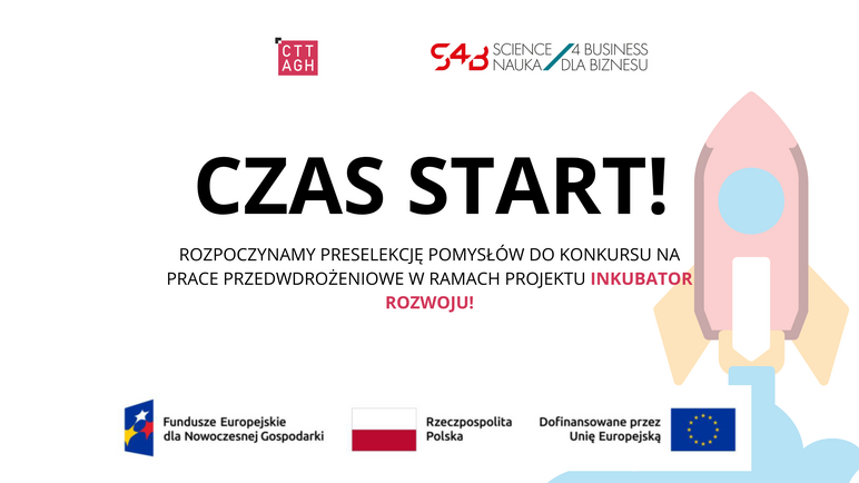 plakat promujący preselekcje pomysłów na prace przedwdrożeniowe w ramach projektu Inkubatoir Rozwoju